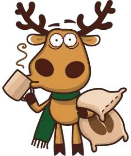 😴 e4bca66a ヘラジカ, 動物, 漫画, 眠い, コーヒー, 枕, 枝角 telegram sticker