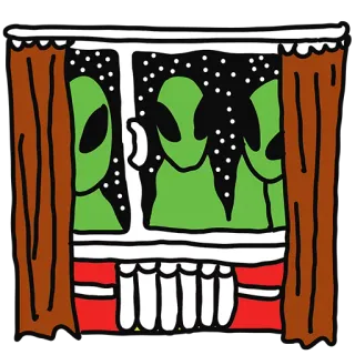 👥 9e07b031 Alienígenas, Janela, Espaço sideral, Extraterrestre, Noite, Estrelas, Invasão telegram sticker