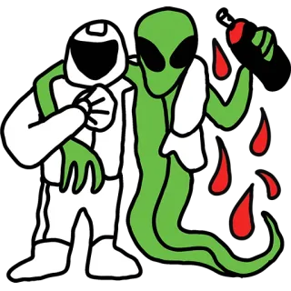 👯 c99aac62 Alienígena, Astronauta, Sangue, Assassinato, Espaço, Gore telegram sticker