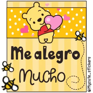 🍯 9deafdcf Winnie the Pooh Me alegro Mucho 곰돌이 푸, 벌, 하트, 행복, 귀여운 telegram sticker