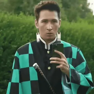 📸 9400797c Tanjiro Kamado Demon Slayer 鬼灭之刃, 动漫, 漫画, Cosplay, 剑, 角色, 服装 telegram sticker