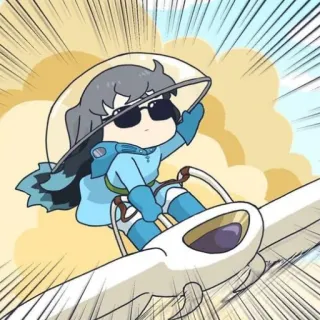 ☁️ 320a09ca cartoon, airplane, pilot, flying, adventure telegram sticker