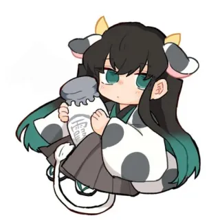 ☁️ 632b3734 chibi, cow, cute, anime telegram sticker