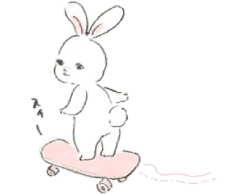 🐁 7fca9c93 กระต่าย, กระต่าย, สเก็ตบอร์ด, น่ารัก, สัตว์, ภาพประกอบ telegram sticker