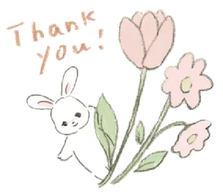 🐁 ee5081fc Thank you! กระต่าย, ขอบคุณ, ดอกไม้, น่ารัก, กระต่าย, ทักทาย, ลายดอกไม้ telegram sticker