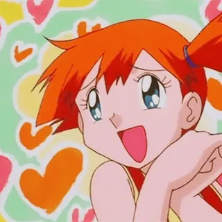 🥺 166f9688 Misty Pokemon anime, cartoon, girl, hearts, cute, pokemon telegram sticker