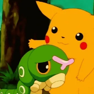 😞 5be0d23f Pikachu Pokemon pokemon, pikachu, caterpie, anime, friendship telegram sticker
