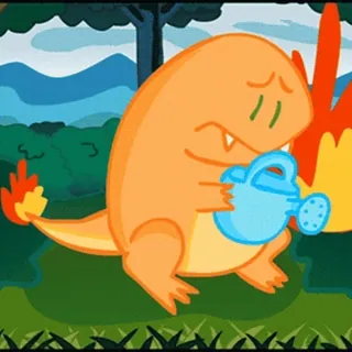 🔥 d0b22035 Charmander Pokemon fire, sad, pokemon, charmander, watering can, cute, cartoon telegram sticker