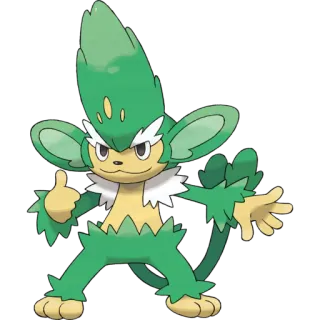 🐉 67671e88 Pansage Pokemon Пансейдж, Покемон, обезьяна, лист, зеленый, животное telegram sticker