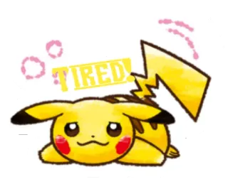 😣 2128433e Pikachu TIRED! Пикачу, Покемон, уставший, измотанный, аниме telegram sticker