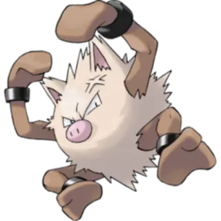 🔵 127160ea Mankey pokemon, đấm bốc, anime, hoạt hình, tức giận, võ thuật telegram sticker