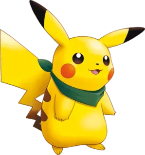 🔵 f34023ff Pikachu pokemon, hoạt hình, động vật, khăn quàng cổ, màu vàng, pikachu telegram sticker