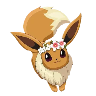 🙂 348f3c56 Eevee Pokemon eevee, pokemon, flower crown, cute, animal, cartoon, anime telegram sticker