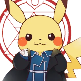 ☺️ 3f4d1e34 Pikachu Fullmetal Alchemist Pikachu, Fullmetal Alchemist, anime, crossover, pokemon, character, fanart telegram sticker