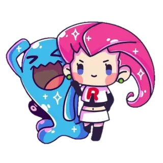😊 564b72df Jessie Pokémon Pokemon, Jessie, Wobbuffet, Team Rocket, Cartoon, Anime, Sticker telegram sticker