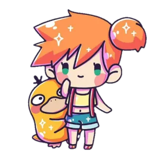 😊 7948567b Misty Pokemon Misty, Pokemon, anime, cartoon, Psyduck, cute, kawaii, sticker telegram sticker