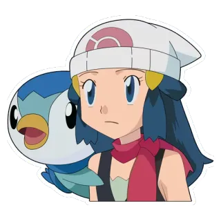 😕 25476e9b Dawn Pokémon Покемон, Дон, Аниме, Пиплап, Мультфильм, Наклейка whatsapp sticker