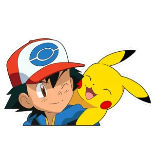 😉 472f5009 Ash Ketchum Pokemon покемон, эш кетчум, пикачу, аниме, мультфильм, дружба whatsapp sticker