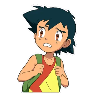 😢 db880205 Ash Ketchum Pokemon покемон, эш кетчум, грустный, плачущий, мультфильм, аниме, персонаж whatsapp sticker
