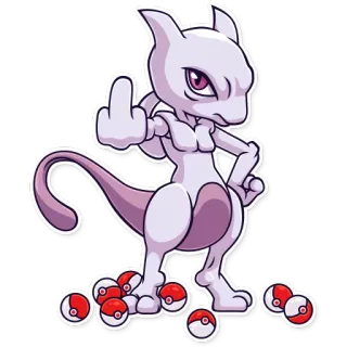 🖕 28519491 Mewtwo Pokemon mewtwo, pokemon, stiker, jari tengah telegram sticker