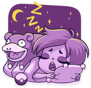 😴 339f5491 ZZZ tidur, tertidur, Slowpoke, Pokémon, kartun, malam telegram sticker