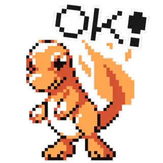 👌 c8c2b67e Charmander OK! pokemon, charmander, ok, pixelkunst, videospiel, charakter, feuer-typ telegram sticker