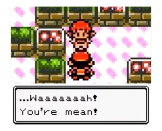 🤑 78d17979 ...Waaaaaah! You're mean! pleurer, méchant, jeu vidéo, rétro telegram sticker