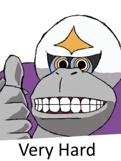 😃 1e484371 Very Hard ape, thumbs up, cartoon, text, meme telegram sticker