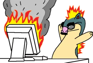🔥 4c9ca075 cyndaquil, pokemon, fire, computer, middle finger, offensive, cartoon telegram sticker