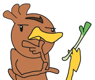 🤔 19409d39 Farfetch'd Pokemon pokemon, canarticho, penser, poireau, dessin animé, animal telegram sticker