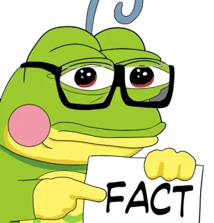 🤓 2d34a592 FACT pepe, grenouille, mème, faits, lunettes telegram sticker