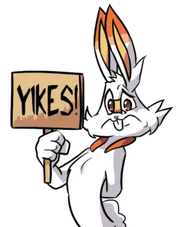 😟 41525212 YIKES! lapin, aïe, panneau telegram sticker