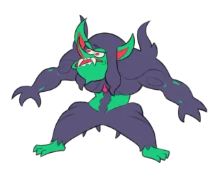 😠 78f263ed monstre, dessin animé, créature, vert, violet telegram sticker