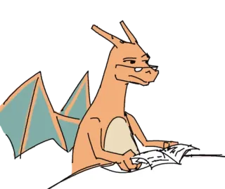 😒 f1ae8ea2 Charizard pokemon, dracaufeu, lecture, lunettes, livre, dessin animé telegram sticker