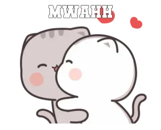 ➖ 1908d209 MWAHH cat, love, kiss, heart, cute, affection whatsapp sticker