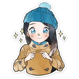 ⭐ 131901ff stile anime, carina, ragazza, inverno, cappello, ritratto telegram sticker
