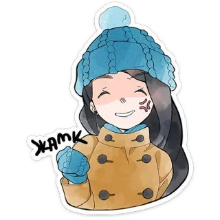 ⭐ 55e42ec1 Жмак ragazza, inverno, palla di neve, anime telegram sticker