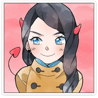 ⭐ 5f9814ad Anime, Diavolo, Cartone animato, Ragazza, Carino, Ritratto telegram sticker