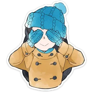 🫣 80f10848 만화, 소녀, 겨울, 장갑, 모자, 눈감은 telegram sticker