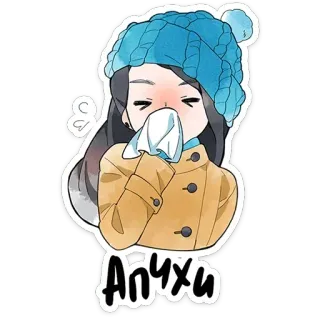 🤧 f19e9d57 Айчхи 아픔, 감기, 독감, 휴지, 겨울, 만화 telegram sticker