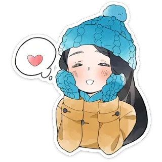 ☺️ f7337feb 소녀, 겨울, 모자, 장갑, 사랑, 하트 telegram sticker