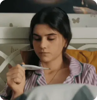 🌟 5cee8bda termometro, malato, ragazza, febbre, malattia, salute telegram sticker