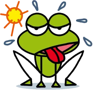 😖 574aeb74 rana, sudore, caldo, esausto, sole, cartone animato, animale telegram sticker