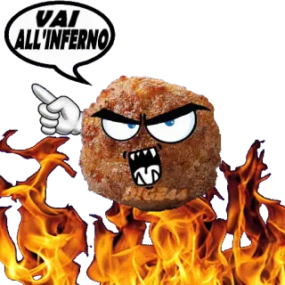 👺 6ae62569 VAI ALL'INFERNO ミートボール, 漫画, 怒り, イタリア, 表情 telegram sticker