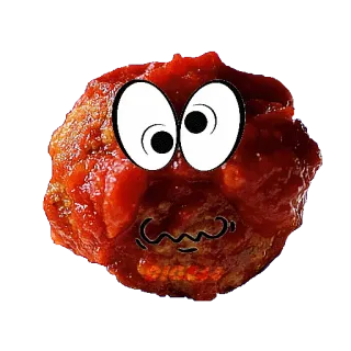 🤪 7098c500 ミートボール, 漫画, 食べ物, 目, ソース, 面白い telegram sticker