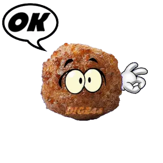 🆗 71faa5a6 OK ミートボール, 漫画, 食べ物, OKサイン telegram sticker