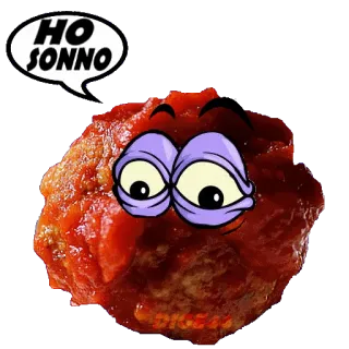 🥱 7d343b76 HO SONNO 漫画, ミートボール, 眠い, 目, 疲れた, 食べ物 telegram sticker