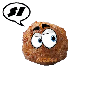 👍 816b2595 SI ミートボール, 漫画, 目, 食べ物 telegram sticker