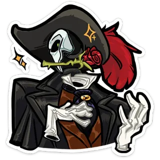 👻 ee1c150d 해골, 캐릭터, 만화, 장미, 해적, 할로윈, 가면 무도회, 두개골 telegram sticker