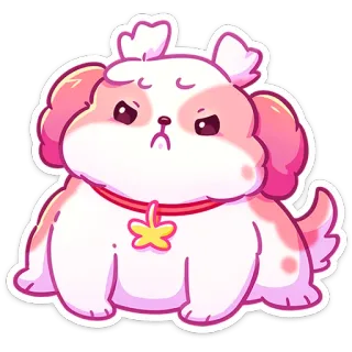 😡 096247ea hond, puppy, schattig, dier, cartoon, sticker, roze telegram sticker
